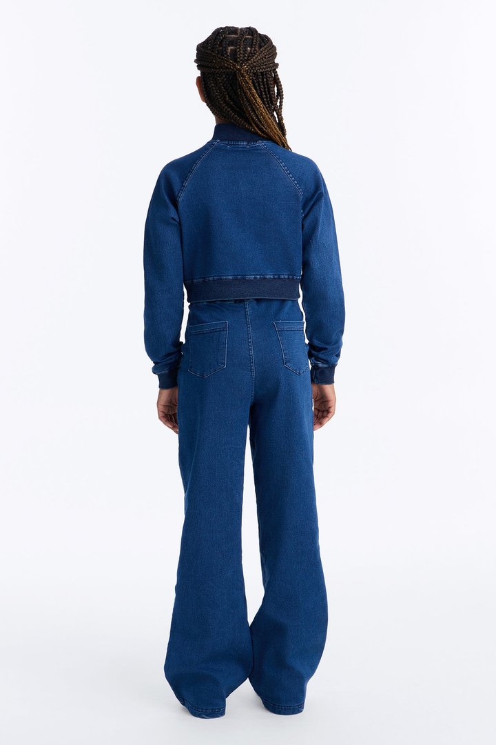 Mini Khloe Knit Denim Pant Set - Medium Wash