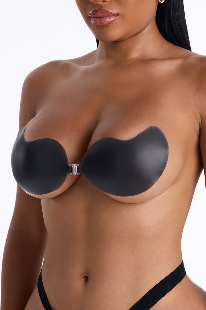 Strapless Adhesive Push Up Sticky Bra - Black