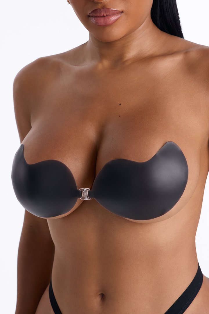 Strapless Adhesive Push Up Sticky Bra - Black
