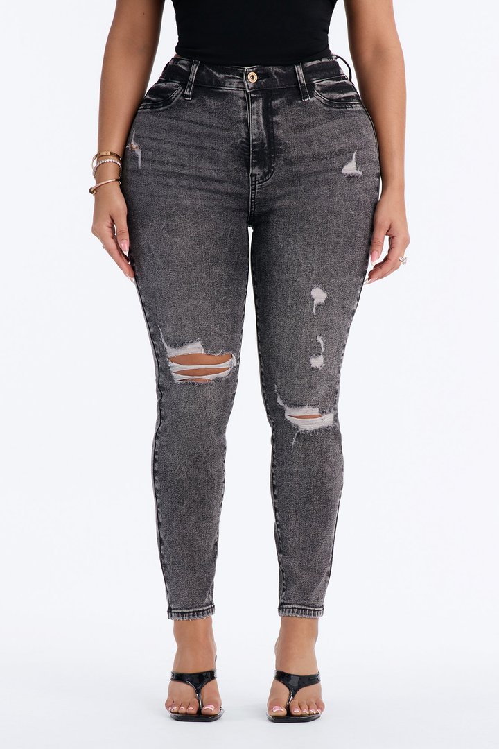 Petite Living Life High Stretch Skinny Jeans - Black Wash