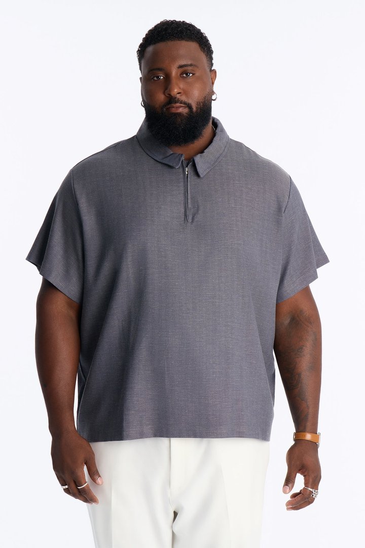 Laurel Linen Quarter Zip Polo - Navy/combo