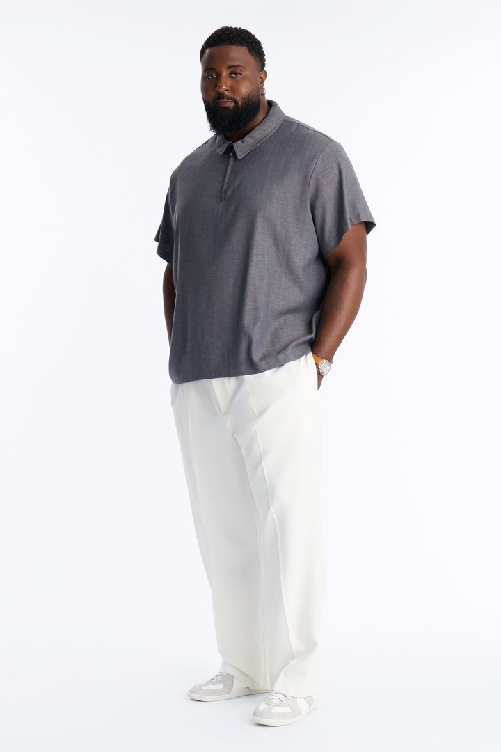 Laurel Linen Quarter Zip Polo - Navy/combo