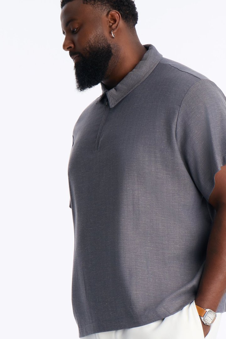 Laurel Linen Quarter Zip Polo - Navy/combo