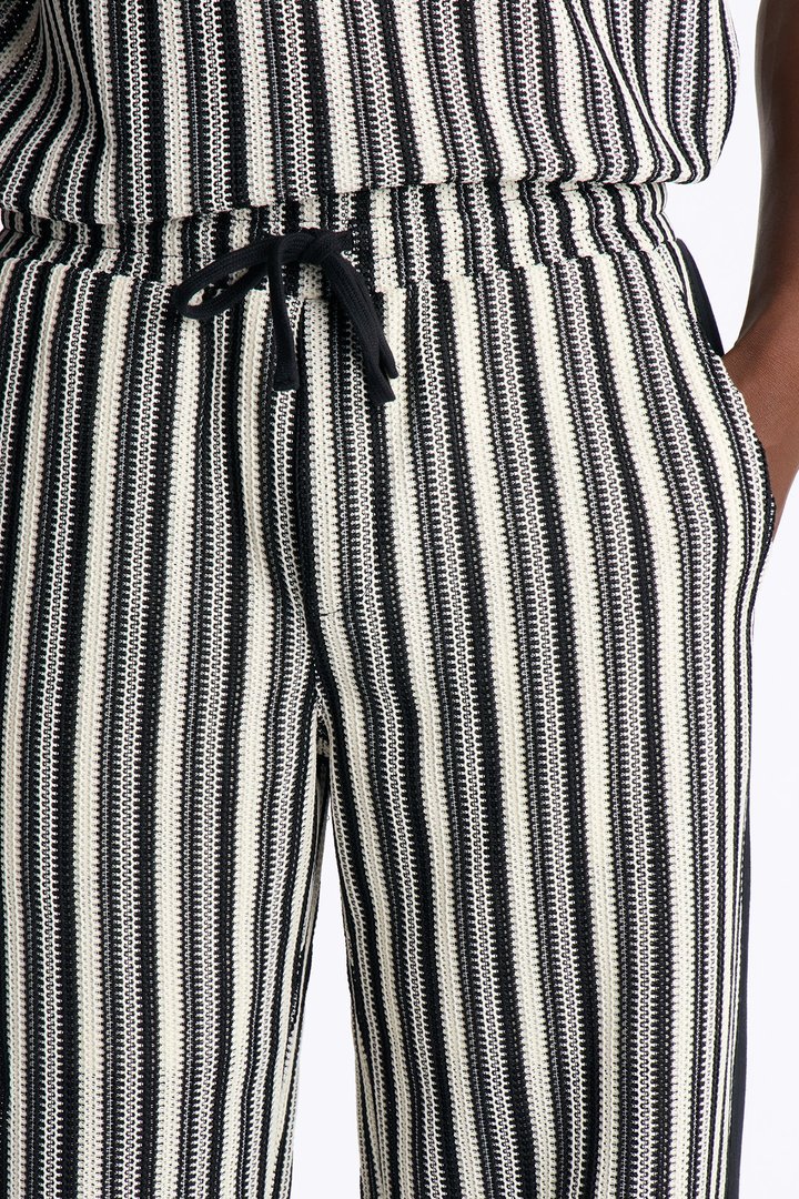 Ribbed Column Relaxed Pant - Black/combo