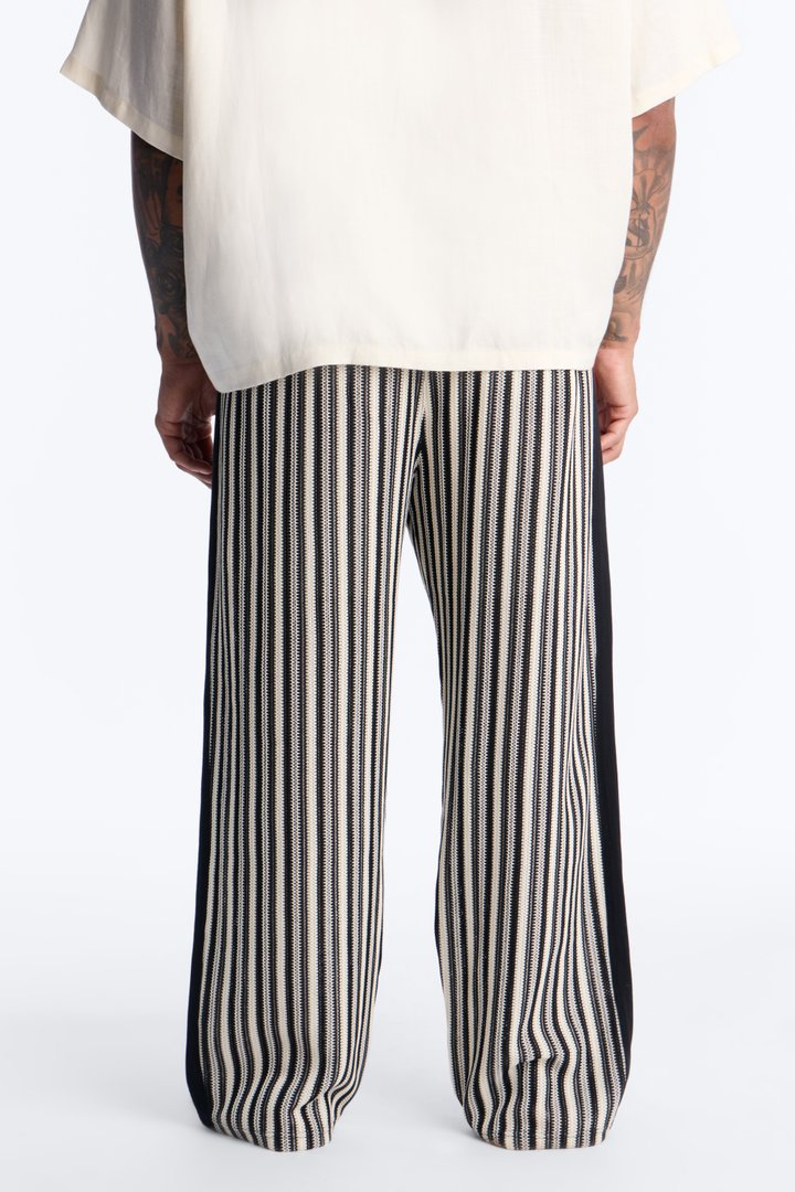 Ribbed Column Relaxed Pant - Black/combo