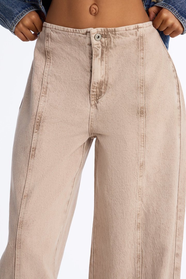 Safe Haven Dropped Waist Wide Leg Jeans - Khaki