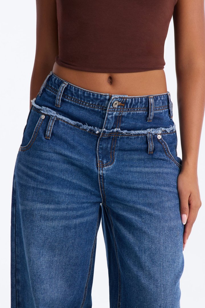 Never Ending Reconstructed Wide Leg Jeans - Dark Wash