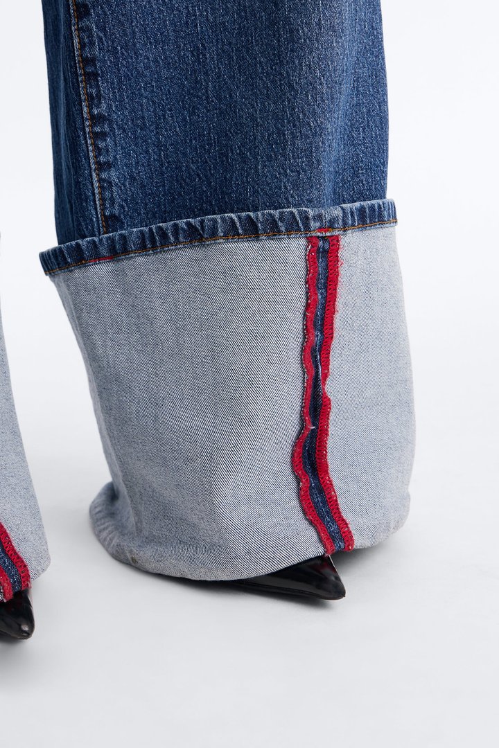 Cuffing Season Premium Turn Up Wide Leg Jeans - Dark Wash