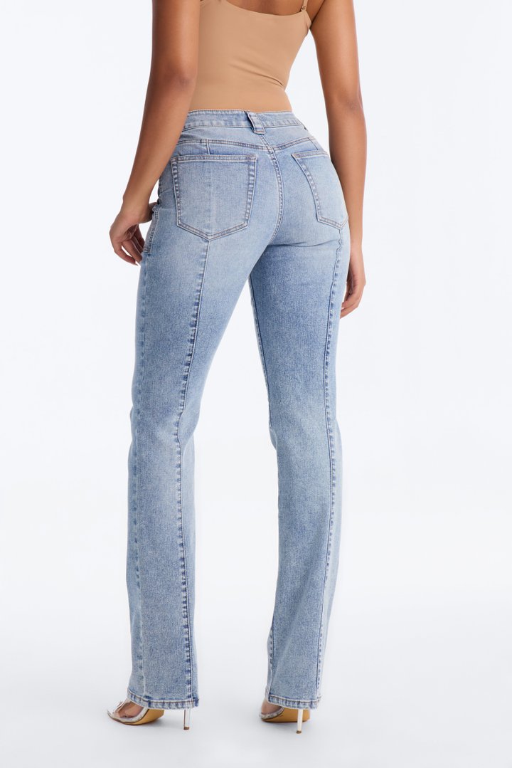 90s Buttonfly Bootcut Jeans - Light Wash