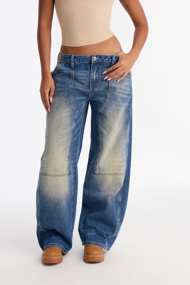 Take My World Tinted Straight Leg Jeans - Vintage Wash