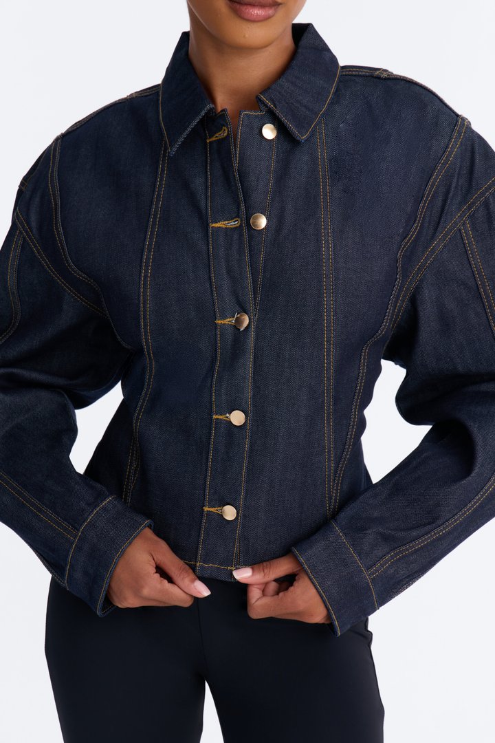 Premium Selvedge Barrel Denim Jacket - Dark Denim