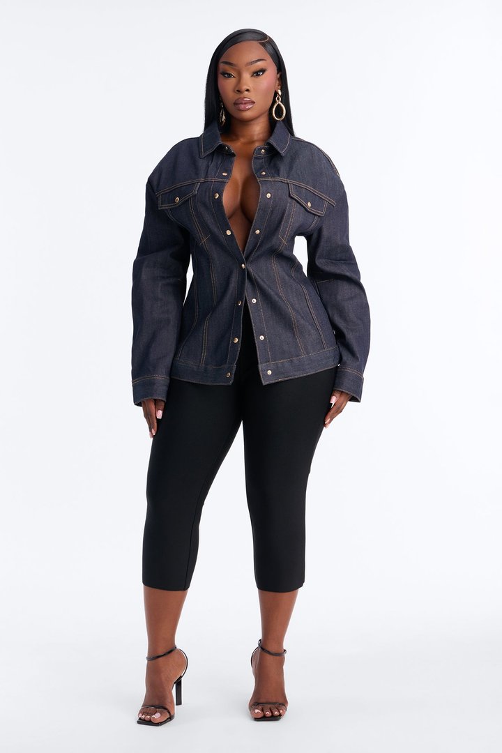 Premium Selvedge Sculpted Denim Jacket - Dark Denim