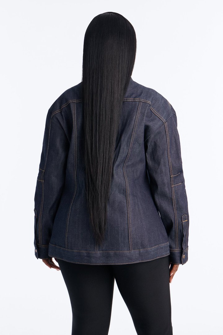 Premium Selvedge Sculpted Denim Jacket - Dark Denim