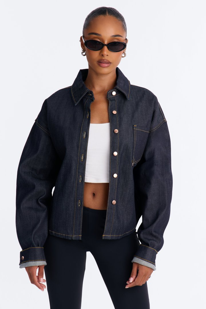 Premium Selvedge Utility Denim Jacket - Dark Denim