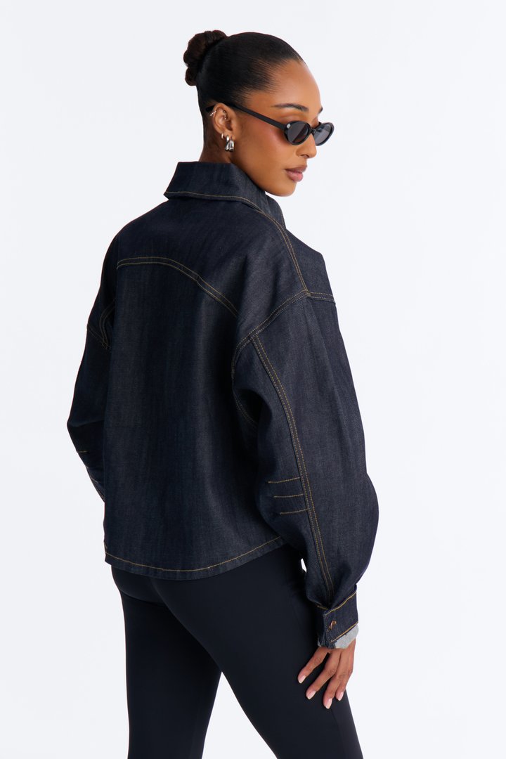 Premium Selvedge Utility Denim Jacket - Dark Denim