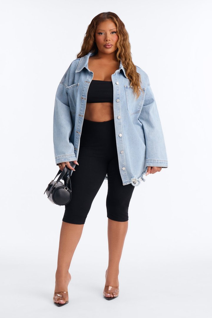 Had Me At Hello Denim Shacket - Light Wash