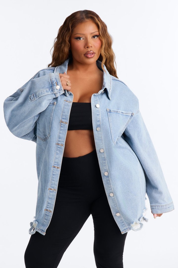 Had Me At Hello Denim Shacket - Light Wash