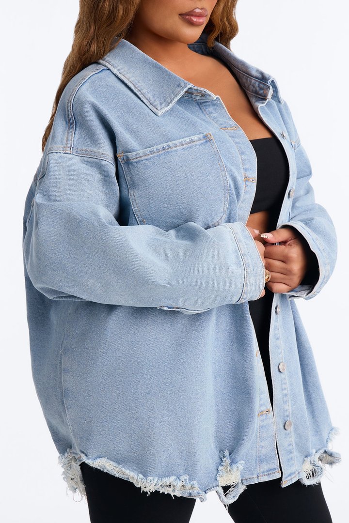 Had Me At Hello Denim Shacket - Light Wash