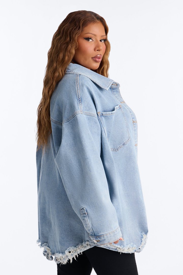 Had Me At Hello Denim Shacket - Light Wash