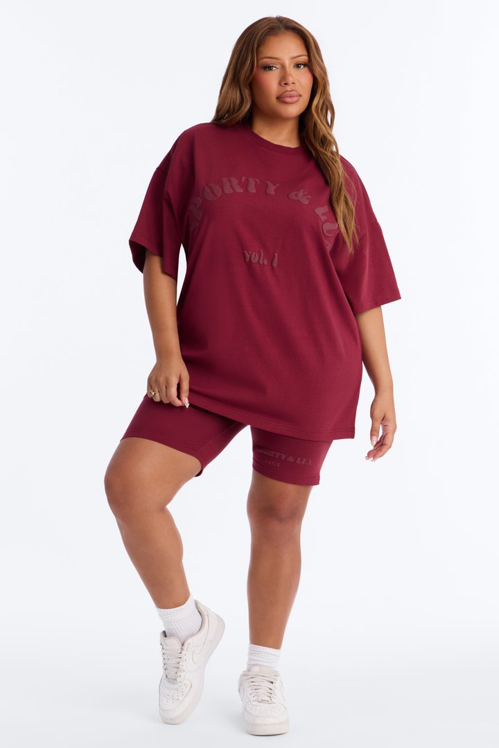 Sporty & Lux Biker Short Set - Burgundy
