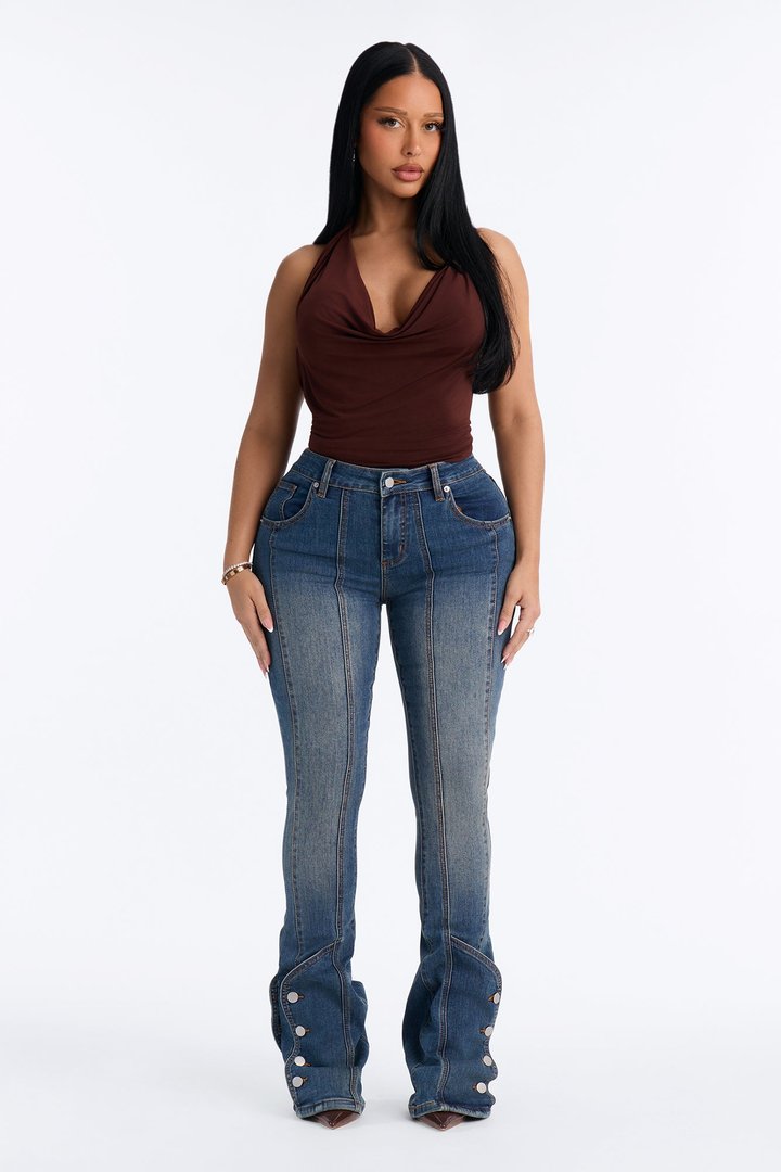 Out Of Pocket Long Length Slim Straight Premium Jeans - Dark Wash