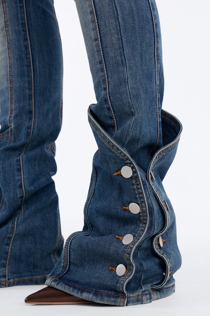 Out Of Pocket Long Length Slim Straight Premium Jeans - Dark Wash