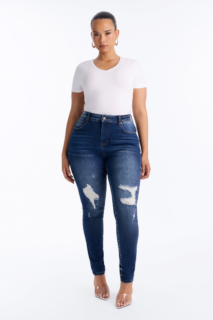 Tall Kalisha Stretch Ripped Skinny Jeans - Dark Wash