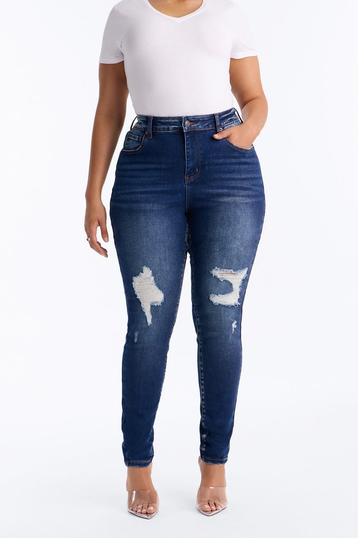 Tall Kalisha Stretch Ripped Skinny Jeans - Dark Wash