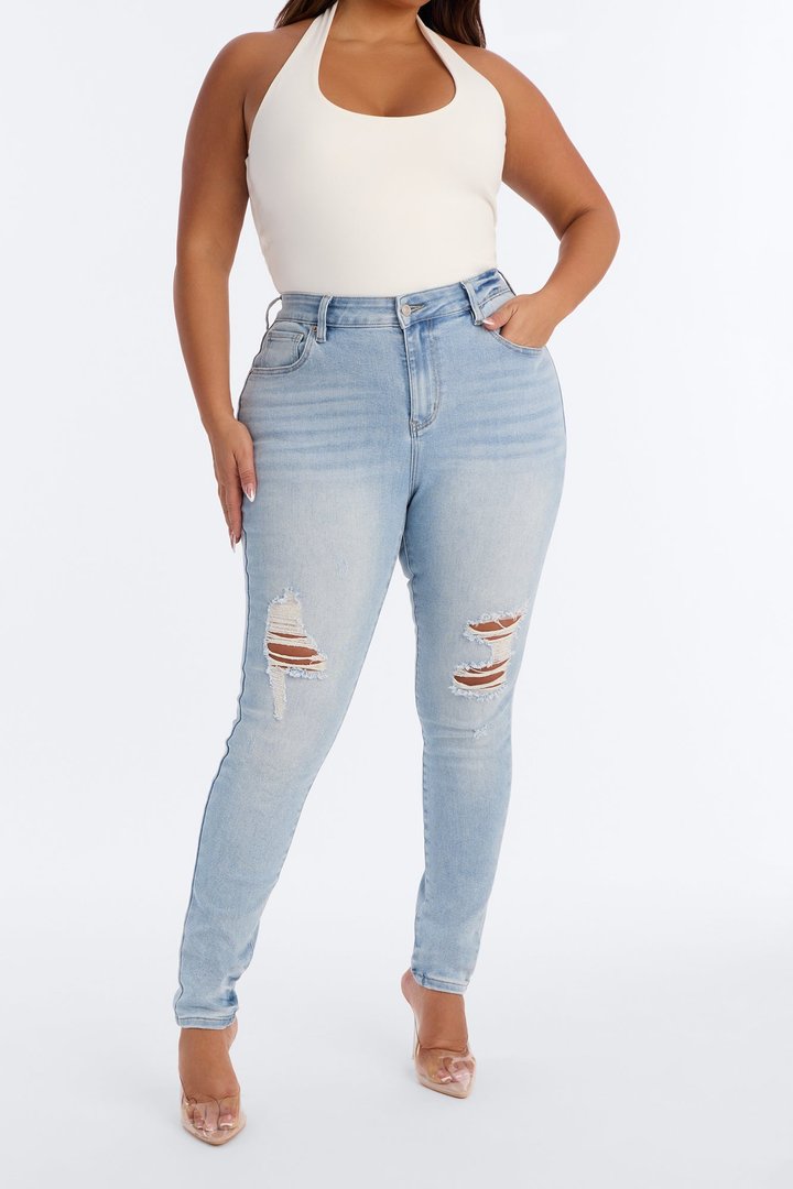 Tall Kalisha Stretch Ripped Skinny Jeans - Light Wash