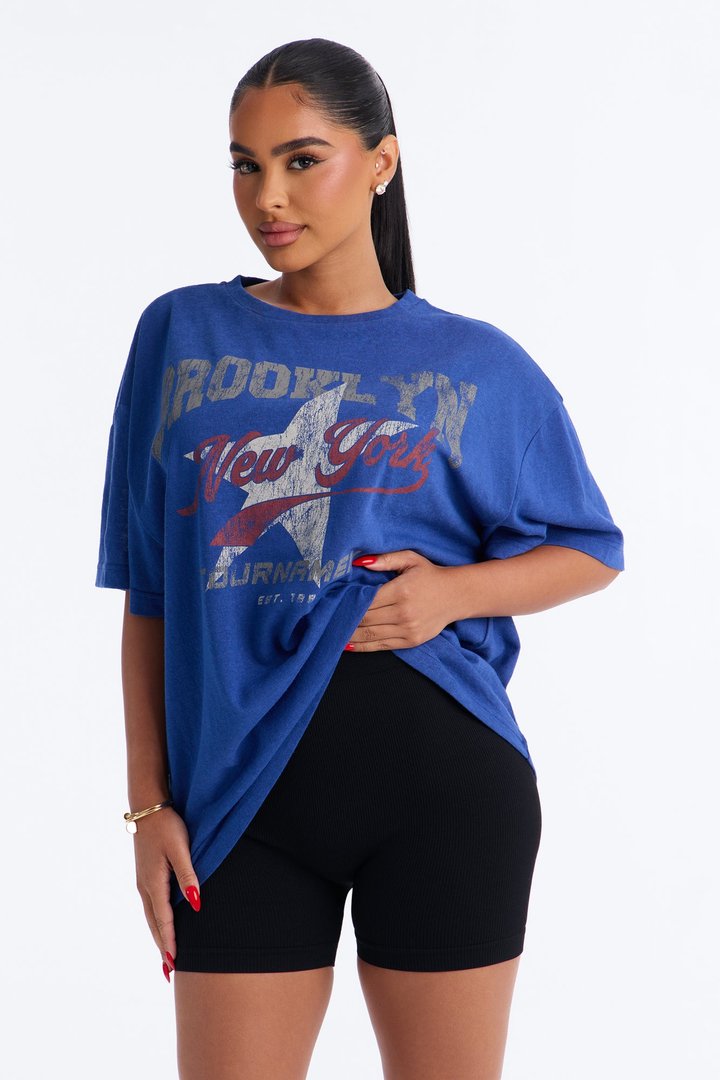 Brooklyn Star Oversized Tee - Navy
