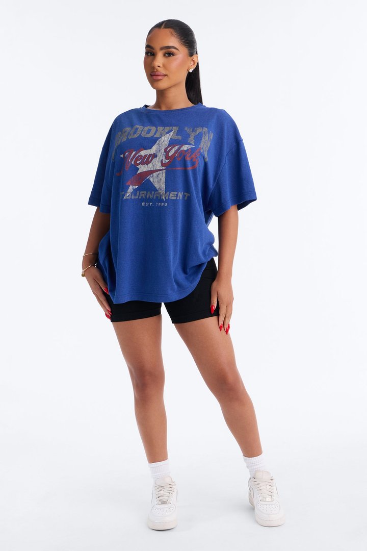 Brooklyn Star Oversized Tee - Navy
