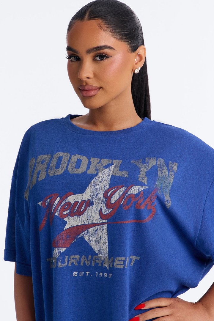 Brooklyn Star Oversized Tee - Navy
