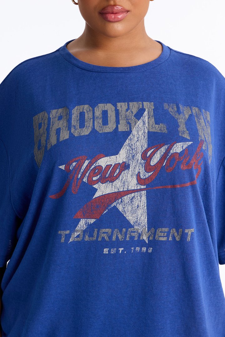 Brooklyn Star Oversized Tee - Navy