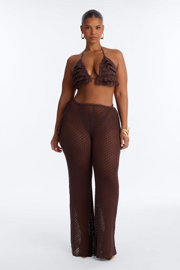 Sunset Crochet 3 Piece Pant Set - Chocolate