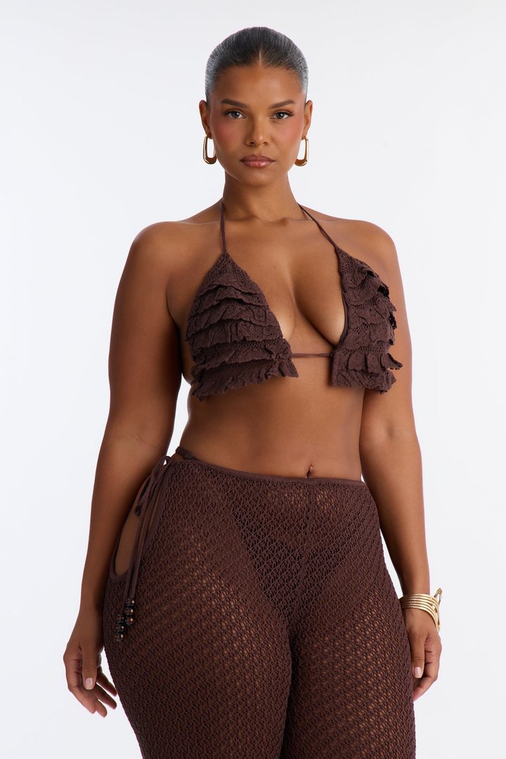 Sunset Crochet 3 Piece Pant Set - Chocolate