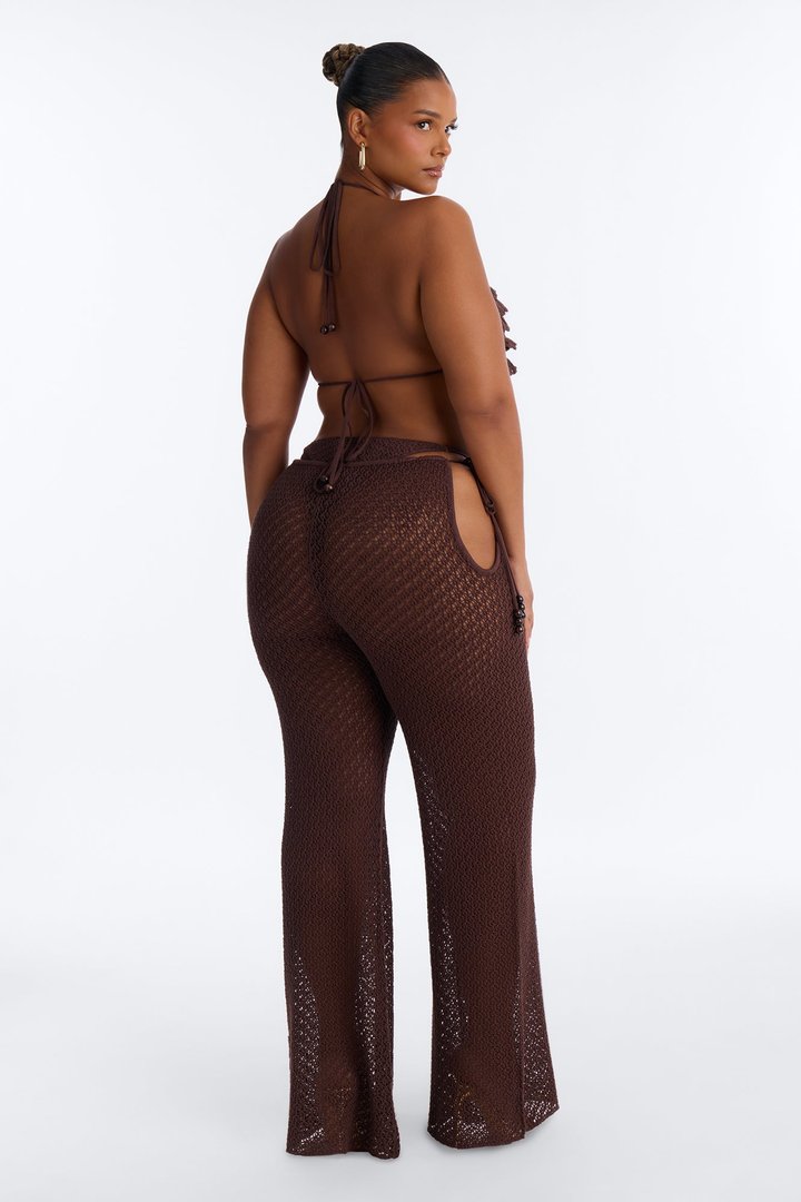 Sunset Crochet 3 Piece Pant Set - Chocolate