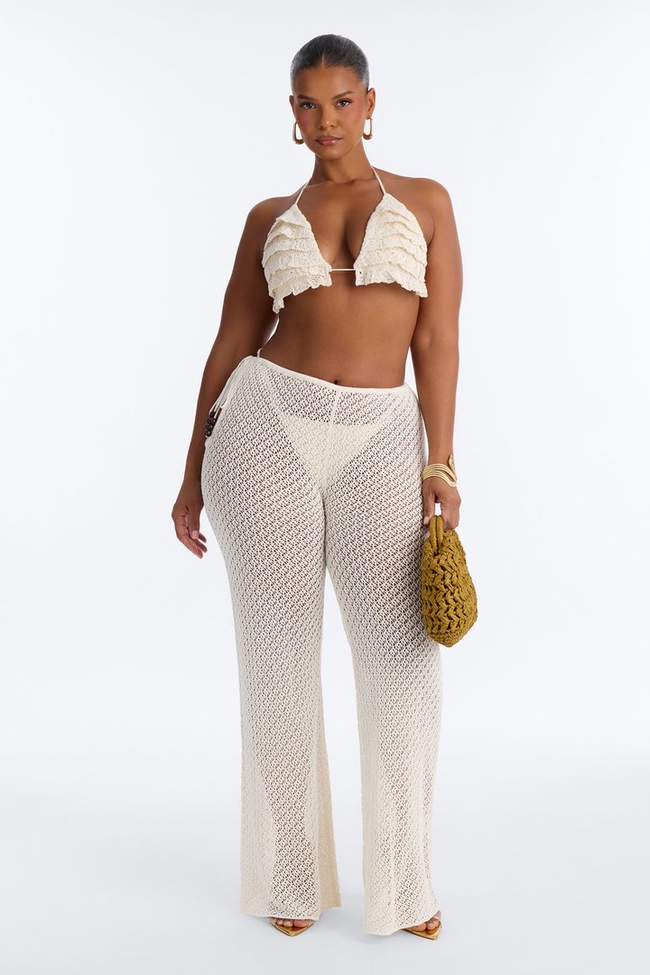 Sunset Crochet 3 Piece Pant Set - Cream