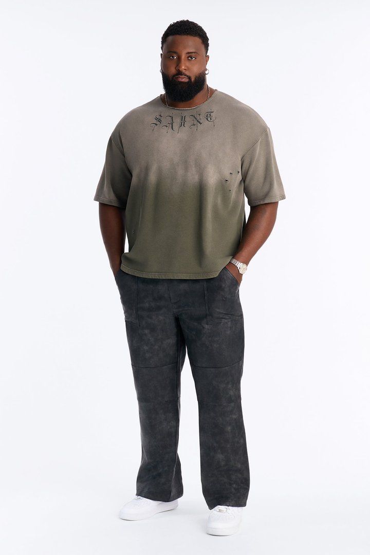 Saint Washed Oversized Fleece Tee - Green/combo