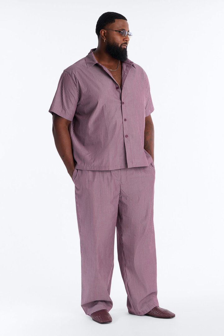 Monaco Relaxed Stripe Pant - Burgundy/combo