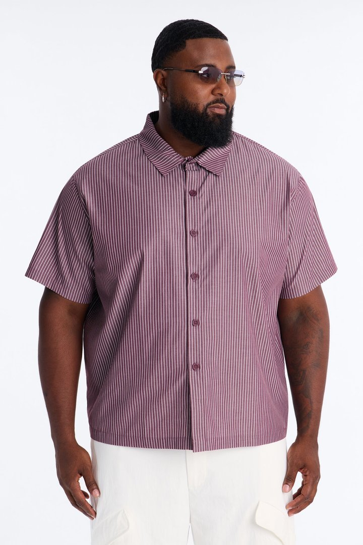 Monaco Relaxed Full Button Shirt - Burgundy/combo