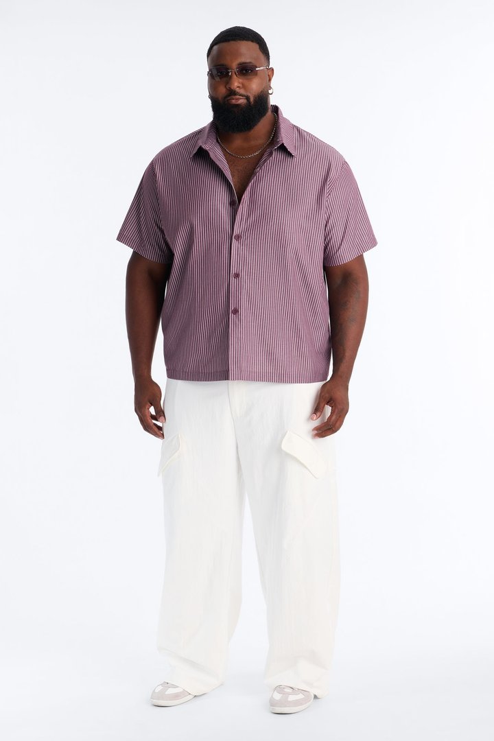 Monaco Relaxed Full Button Shirt - Burgundy/combo
