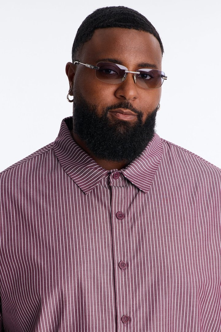 Monaco Relaxed Full Button Shirt - Burgundy/combo