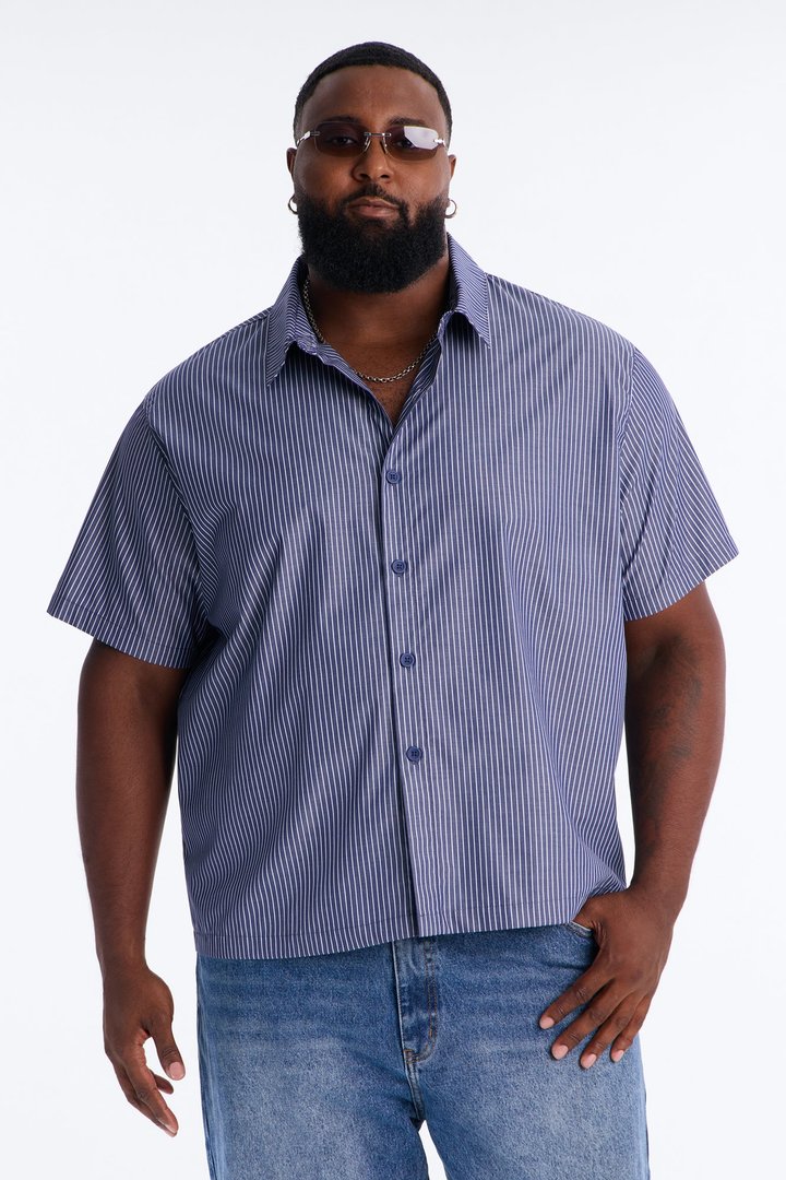Monaco Relaxed Full Button Shirt - Navy/combo