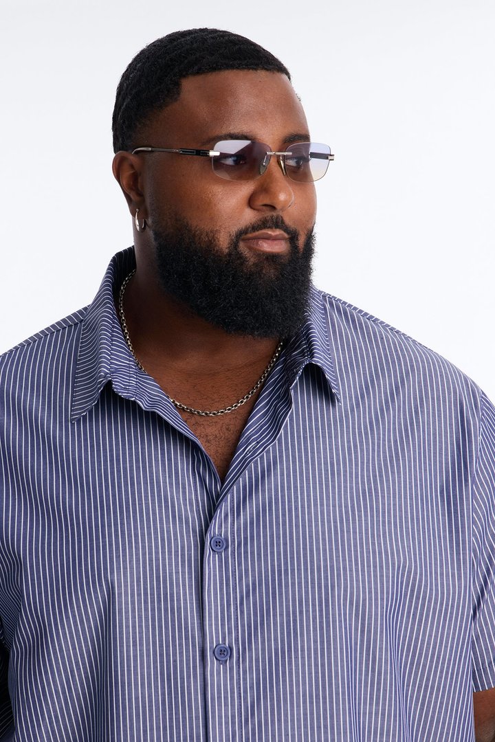 Monaco Relaxed Full Button Shirt - Navy/combo