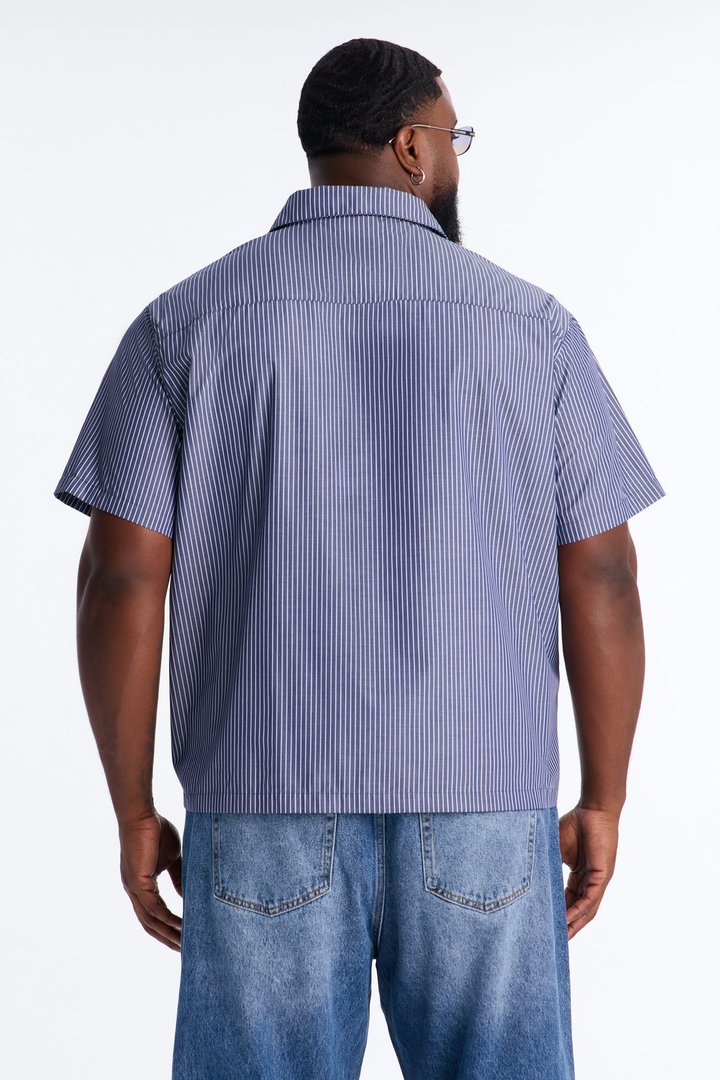 Monaco Relaxed Full Button Shirt - Navy/combo