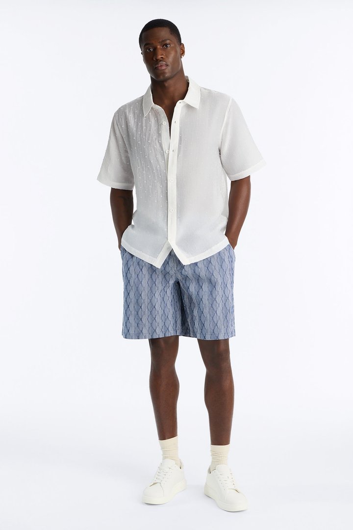 Harbor Stripe Relaxed Short - Navy/combo