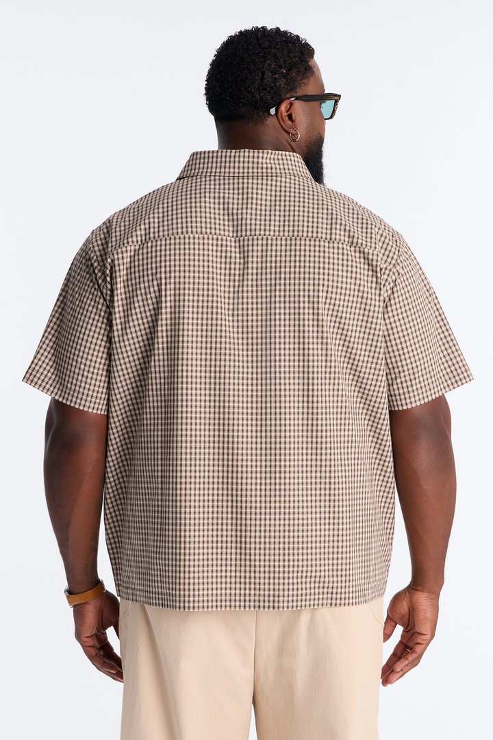 No Where To Be Found Plaid Button Up Shirt - Brown/combo