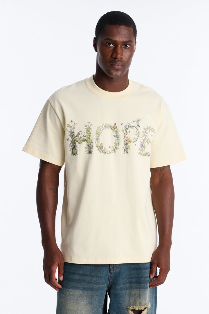 Hope Extra Heavyweight Oversized Short Sleeve Tee - Cream
