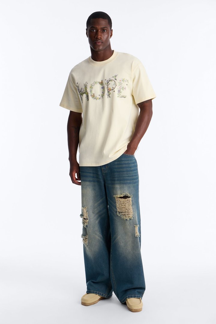 Hope Extra Heavyweight Oversized Short Sleeve Tee - Cream