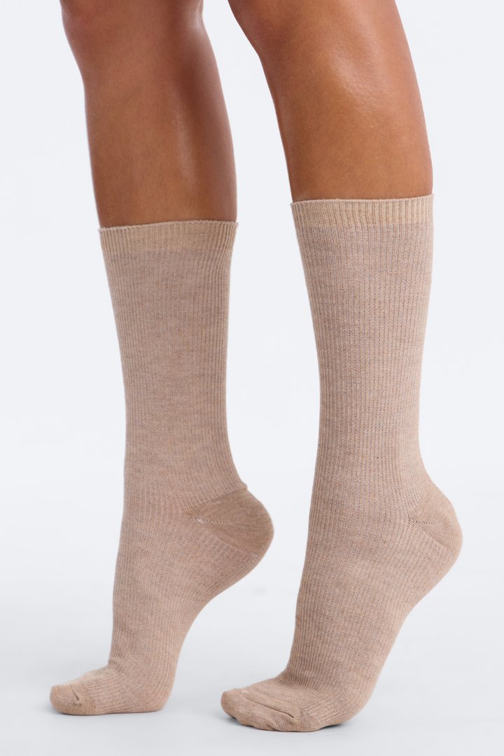 6 Pack Ribbed Socks - Brown/combo